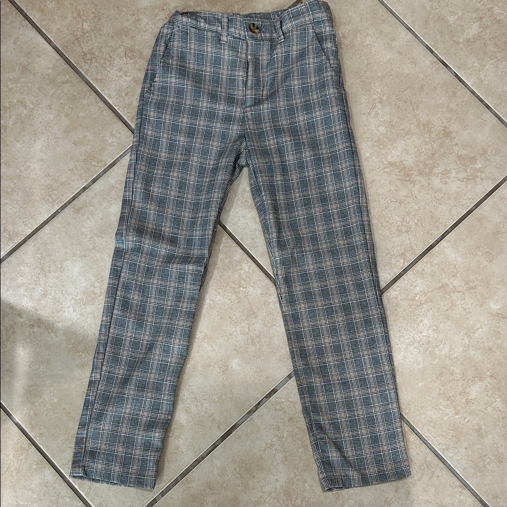 Zara Boys Plaid Pants - Gray